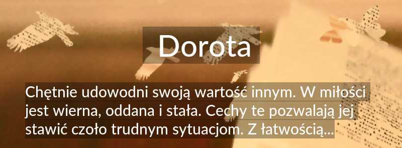 Statystyki popularności imienia Dorota